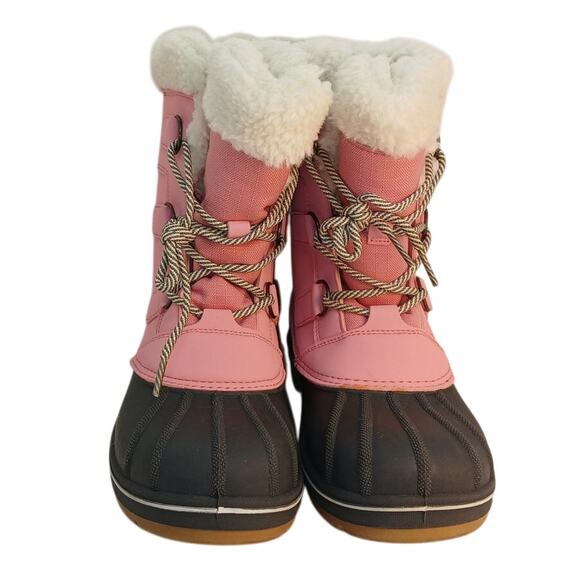 Cat & Jack Big Girls Pink & Gray Winter Snow Boots - Size 6 - Picture 2 of 6